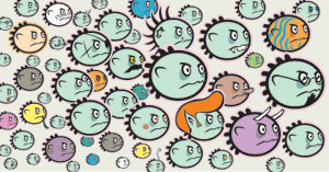 A cartoon of different bacteria